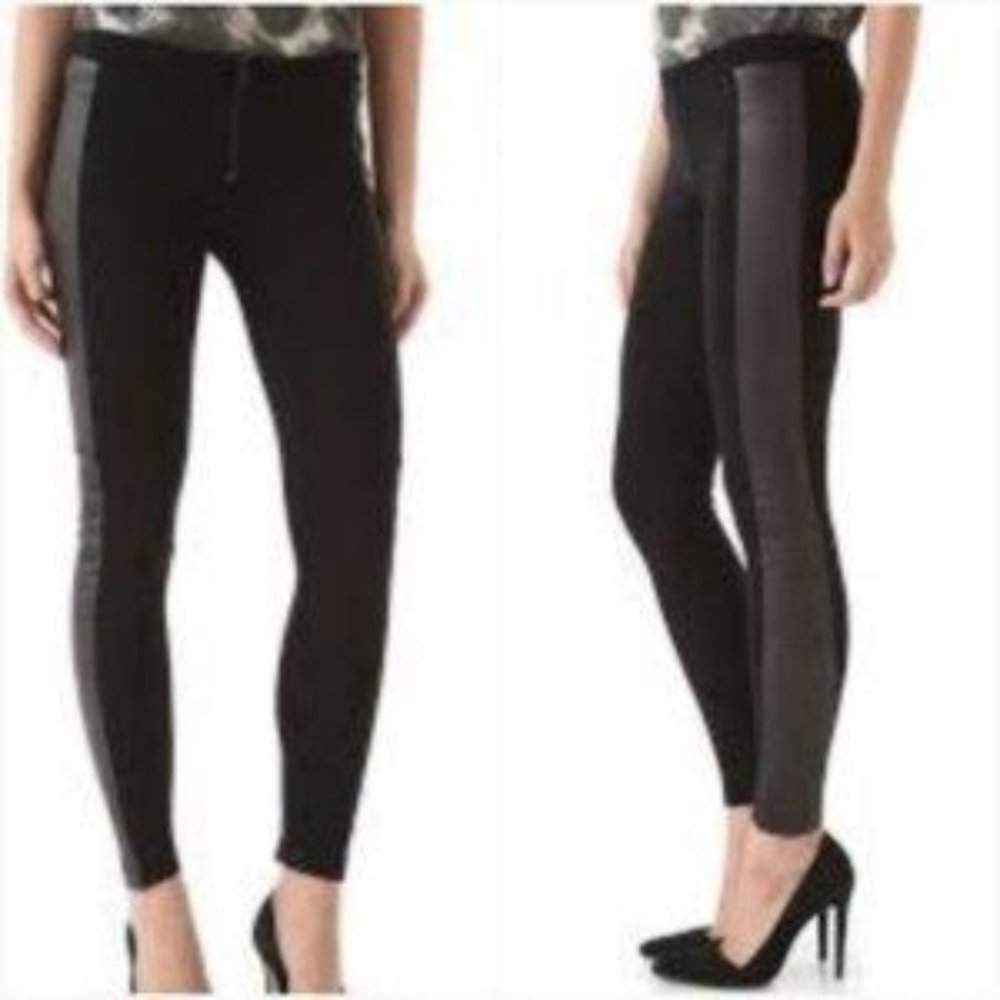 Alice + Olivia Leather Panel‎ Stretch Crop Leggings